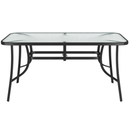 Living and Home Tempered Glass 4 Seater Rectangular Garden Dining Table Black - Wilko - thumbnail 4