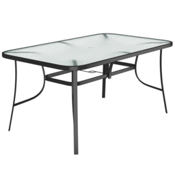 Living and Home Tempered Glass 4 Seater Rectangular Garden Dining Table Black - Wilko - thumbnail 3