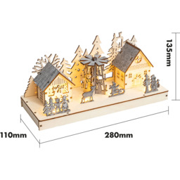 Xmas Haus LED Light Up Wooden Festive Scene - Size: 135 x 280 x 110cm - Brown - Wilko - thumbnail 7