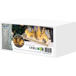 Xmas Haus LED Light Up Wooden Festive Scene - Size: 135 x 280 x 110cm - Brown - Wilko - thumbnail 6
