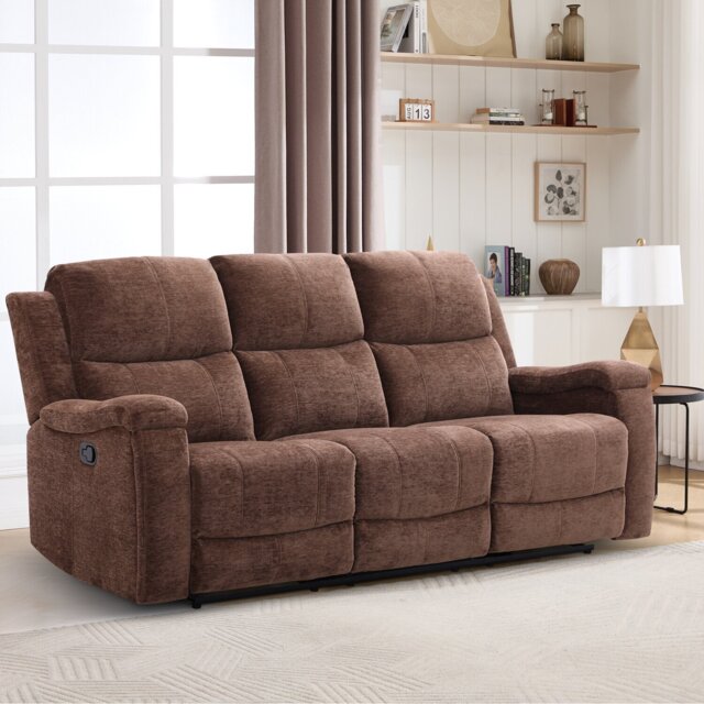 Ledbury 3 Seater Recliner Sofa Dark Brown - Wilko - image 1