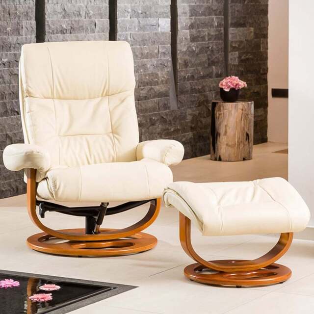 Artemis Home Barriston Cream Massage and Heat Swivel Recliner Chair with Footstool - Size: Single - Beige - Wilko - image 1