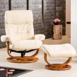 Artemis Home Barriston Cream Massage and Heat Swivel Recliner Chair with Footstool - Size: Single - Beige - Wilko