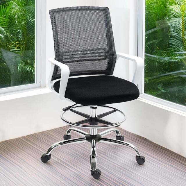 Portland Black Draughtsman Mesh Ergonomic Drafting Office Chair - Size: 123 x 58 x 58cm - Wilko - image 1