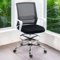 Portland Black Draughtsman Mesh Ergonomic Drafting Office Chair - Size: 123 x 58 x 58cm - Wilko - thumbnail 1
