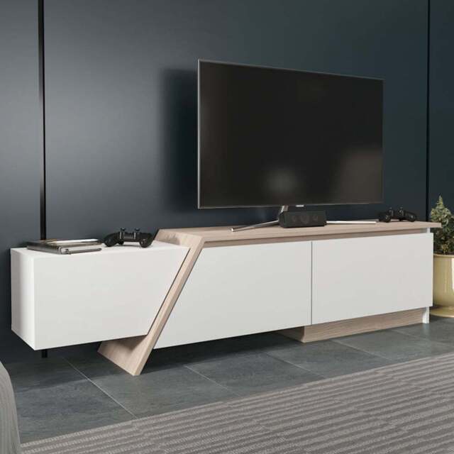 Decorotika Zonas 3 Door White and Cordoba TV Unit - Size: 45 x 180 x 35cm - Multi - Wilko - image 1