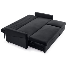Home Detail Devon Double Sleeper Black Velvet Pull Out Sofa Bed - Size: 3 Seater - Wilko - thumbnail 5
