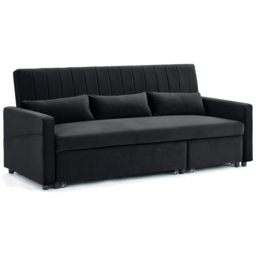 Home Detail Devon Double Sleeper Black Velvet Pull Out Sofa Bed - Size: 3 Seater - Wilko - thumbnail 3