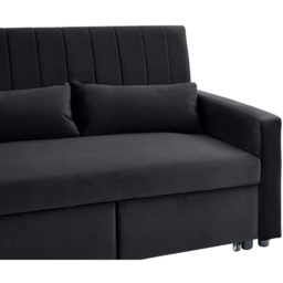 Home Detail Devon Double Sleeper Black Velvet Pull Out Sofa Bed - Size: 3 Seater - Wilko - thumbnail 6