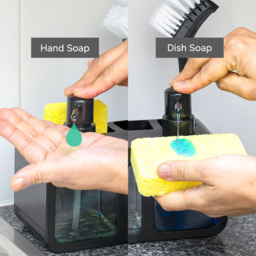 Innoteck Essentials Sink Organiser with 2 in 1 Hand and Dish Soap Dispenser - Size: 16.7 x 17 x 9.2cm - Black - Wilko - thumbnail 3