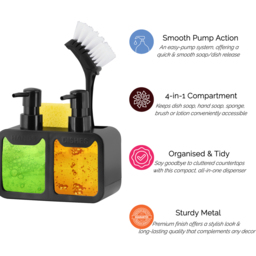 Innoteck Essentials Sink Organiser with 2 in 1 Hand and Dish Soap Dispenser - Size: 16.7 x 17 x 9.2cm - Black - Wilko - thumbnail 7
