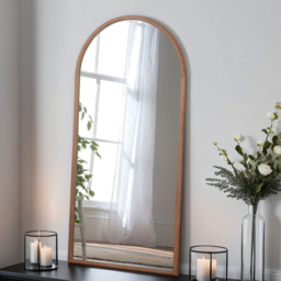Yearn Arched Solid Oak Framed Full Length Mirror 180 x 80cm - Brown - Wilko - thumbnail 3