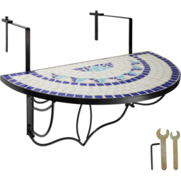 tectake White and Blue Mosaic Pattern Hanging Table - Size: 62 x 65 x 75cm - white/blue - Wilko - thumbnail 3