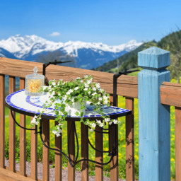 tectake White and Blue Mosaic Pattern Hanging Table - Size: 62 x 65 x 75cm - white/blue - Wilko - thumbnail 7