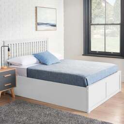 Home Treats Double White Wooden Ottoman Bed - Wilko