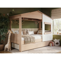 Flair Dreamland Oak Play House Bed Frame with Trundle - Size: Single - Brown - Wilko - thumbnail 6