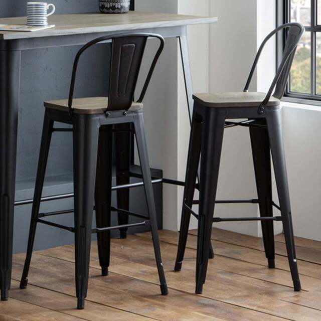Julian Bowen Grafton Metal Bar Stool Set of 2 - Black - Wilko - image 1