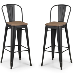 Julian Bowen Grafton Metal Bar Stool Set of 2 - Black - Wilko - thumbnail 3