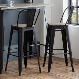 Julian Bowen Grafton Metal Bar Stool Set of 2 - Black - Wilko - thumbnail 1