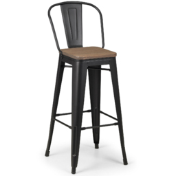 Julian Bowen Grafton Metal Bar Stool Set of 2 - Black - Wilko - thumbnail 4