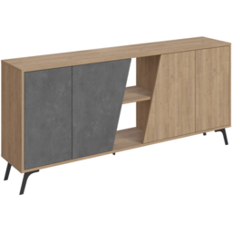 Decortie Fiona 4 Door 2 Shelf Oak and Retro Grey Sideboard - Size: 82 x 180 x 35.6cm - Multi - Wilko - thumbnail 3