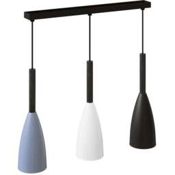 Living and Home 3 Light Iron E27 Pendant Light - Size: 101.5 x 50 x 10cm - Black + White + Blue - Wilko
