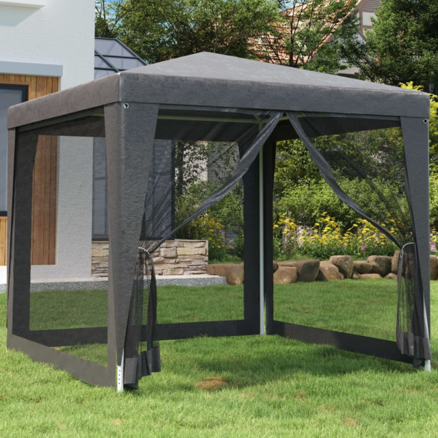 vidaXL 2.5 x 2.5m Anthracite Party Tent with 4 Mesh Sidewalls - Grey - Wilko - image 1