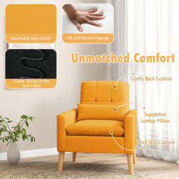 Costway Yellow Mid Century Modern Accent Chair - Size: Single - Wilko - thumbnail 6