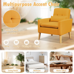 Costway Yellow Mid Century Modern Accent Chair - Size: Single - Wilko - thumbnail 7