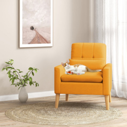 Costway Yellow Mid Century Modern Accent Chair - Size: Single - Wilko - thumbnail 4