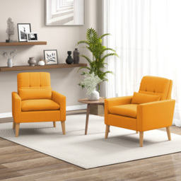 Costway Yellow Mid Century Modern Accent Chair - Size: Single - Wilko - thumbnail 5