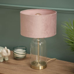 ValueLights Jessy Gold and Blush Pink Velvet Shade Glass LED Table Lamp - Size: 45 x 25 x 25cm - Wilko - thumbnail 4