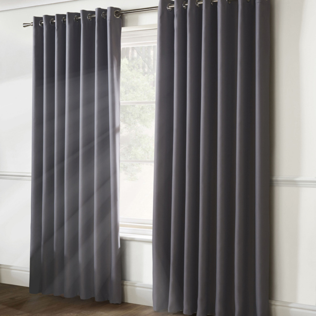 Alan Symonds Essential Silver Plain Ring Top Eyelet Curtains 167 x 137cm - Size: W 167 x D 137cm - Wilko - image 1