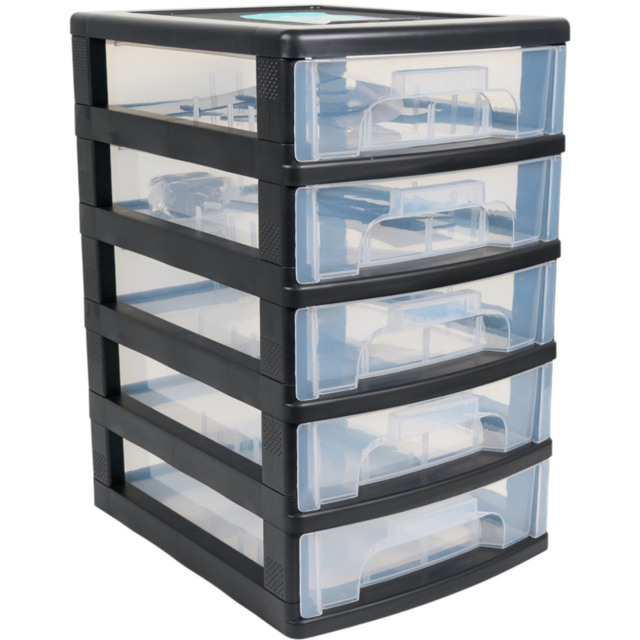 Black Tower Unit With Dividers - Black - Wilko