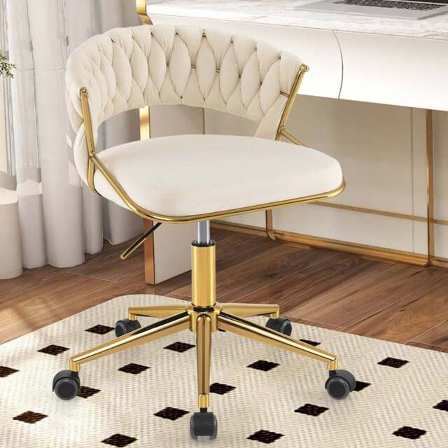 Costway Set of 2 Beige Hand Woven Swivel Desk Chair - Size: 60 x 57.5 x 52cm - Cream - Wilko - image 1
