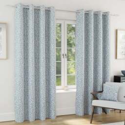 Enhanced Living Sherwood Ice Blue Jacquard Leaf Thermal Blackout Eyelet Curtains 117 x 137cm - Size: W 117 x D 137cm - Wilko - thumbnail 1