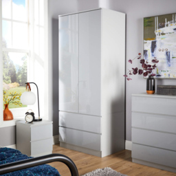 Home Source 2 Door 2 Drawer Grey Modern Wardrobe - Size: 2 Door, 2 Drawer - Wilko - thumbnail 7