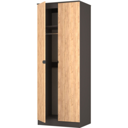 Crowndale Bora 2 Door Gold Oak and Graphite Tall Double Wardrobe - Grey - Wilko - thumbnail 6