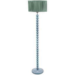 ValueLights Bobbins Ruched Pleated Green Drum Shade Powder Blue LED Floor Lamp - Wilko
