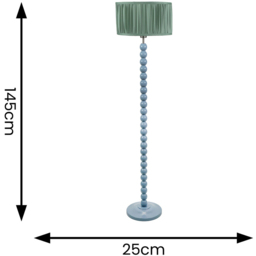 ValueLights Bobbins Ruched Pleated Green Drum Shade Powder Blue LED Floor Lamp - Wilko - thumbnail 5