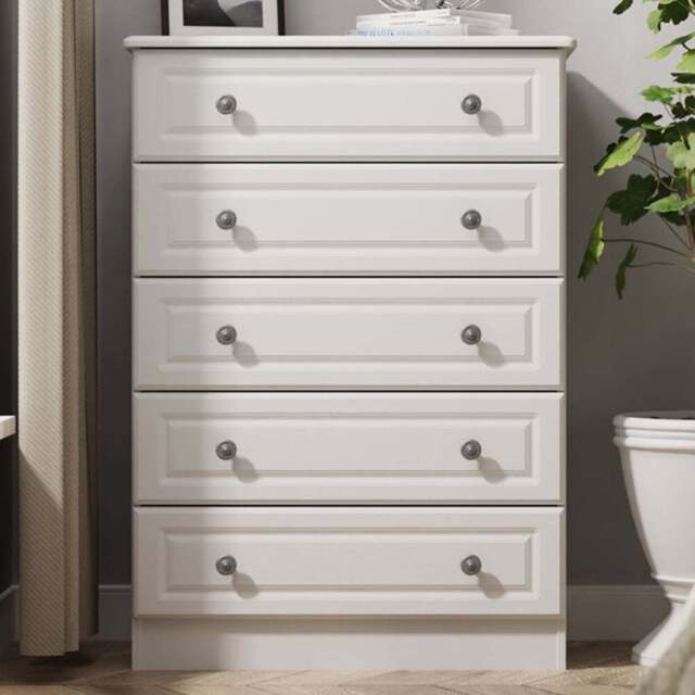 Crowndale Pembroke 5 Drawer Grey Ash Chest of Drawers Ready Assembled - Wilko - image 1
