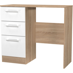 Crowndale Devon 3 Drawer White Matt and Bardolino Oak Vanity Table Ready Assembled - Size: 80 x 90 x 39cm - White Matt & Bardolino Oak - Wilko - thumbnail 3