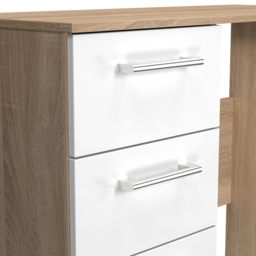 Crowndale Devon 3 Drawer White Matt and Bardolino Oak Vanity Table Ready Assembled - Size: 80 x 90 x 39cm - White Matt & Bardolino Oak - Wilko - thumbnail 6