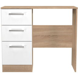 Crowndale Devon 3 Drawer White Matt and Bardolino Oak Vanity Table Ready Assembled - Size: 80 x 90 x 39cm - White Matt & Bardolino Oak - Wilko - thumbnail 4