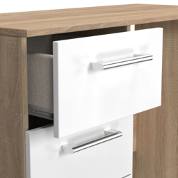 Crowndale Devon 3 Drawer White Matt and Bardolino Oak Vanity Table Ready Assembled - Size: 80 x 90 x 39cm - White Matt & Bardolino Oak - Wilko - thumbnail 7