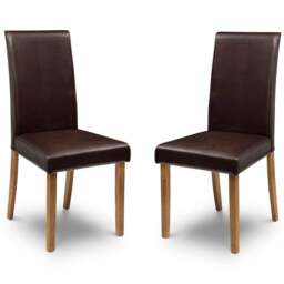 Julian Bowen Hudson Set of 2 Brown Dining Chair - Wood - Wilko - thumbnail 3