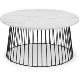 Julian Bowen Broadway White Marble Round Coffee Table - Size: 80 x 80 x 40cm - Black - Wilko - thumbnail 3