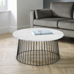Julian Bowen Broadway White Marble Round Coffee Table - Size: 80 x 80 x 40cm - Black - Wilko - thumbnail 6
