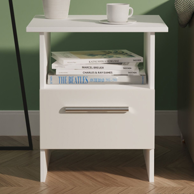 Crowndale Contrast Single Drawer Grey Matt and White Lamp Table Ready Assembled - Size: 50 x 44 x 44cm - Grey Matt & White - Wilko - image 1