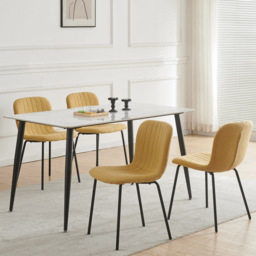 Bella Set of 4 Yellow Teddy Faux Fur Stitched Design Dining Chairs - MCC - Wilko - thumbnail 7